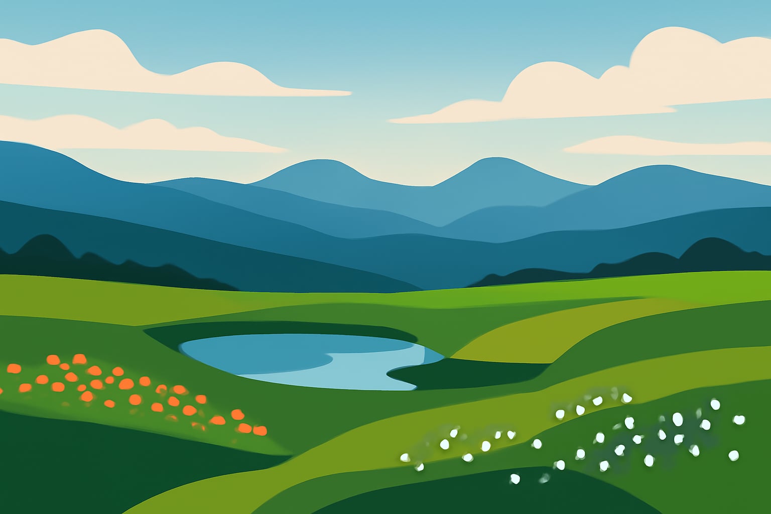 Quiet mountain meadow plateau at dusk suggesting peaceful breathing practice