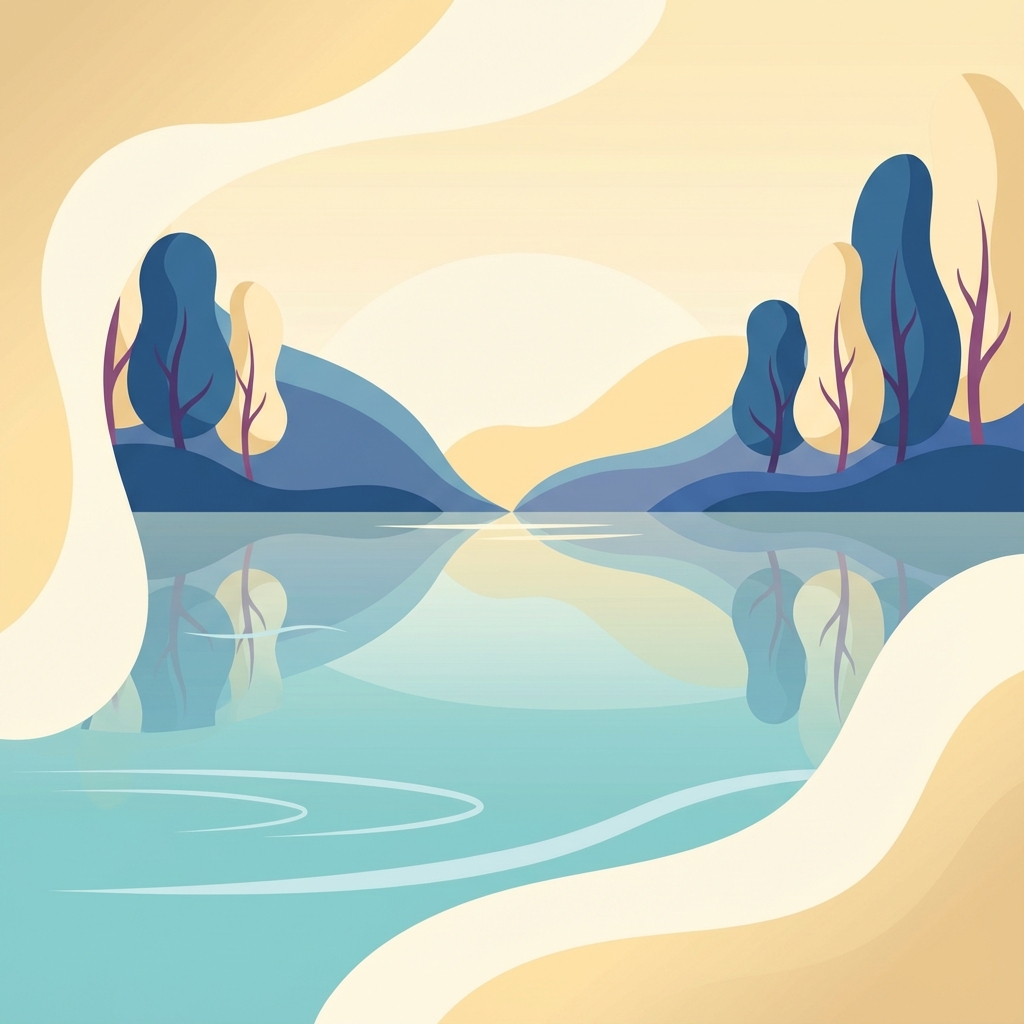 Peaceful landscape illustration representing calm and mental wellness