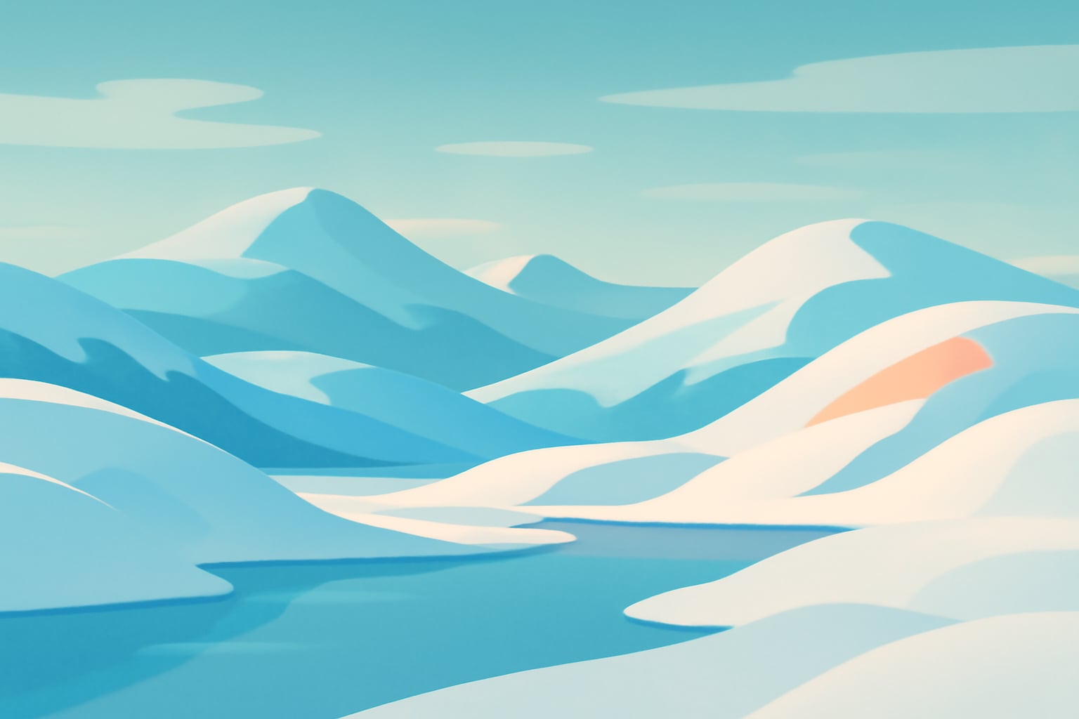 Minimalist snowy alpine landscape evoking calm and quiet reflection