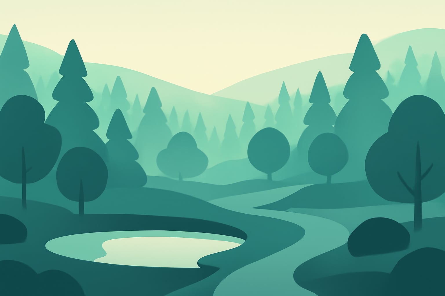 Person meditating quietly in a misty forest at sunrise