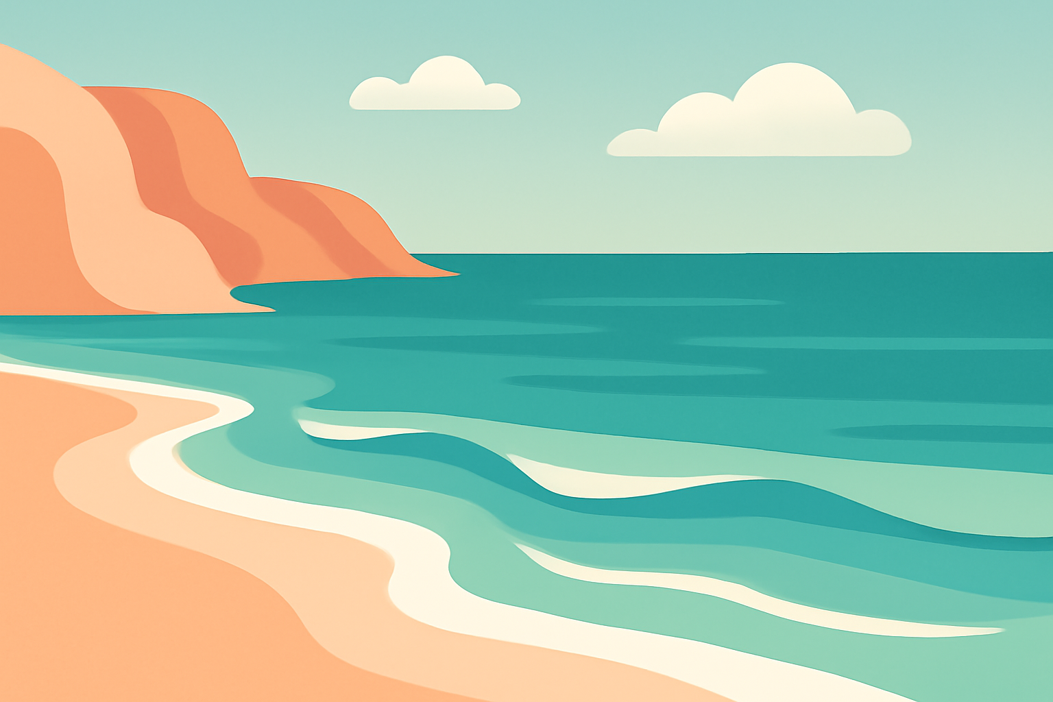 Gentle coastal landscape in minimalist vector style
