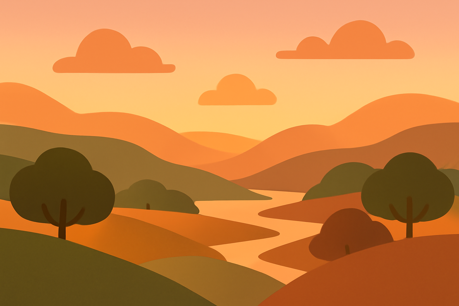 Minimalist vector landscape evoking calm focus