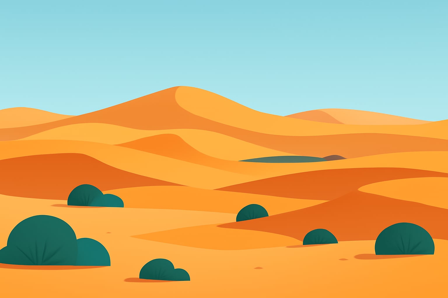 Minimalist vector illustration of calm desert dunes under a soft sky