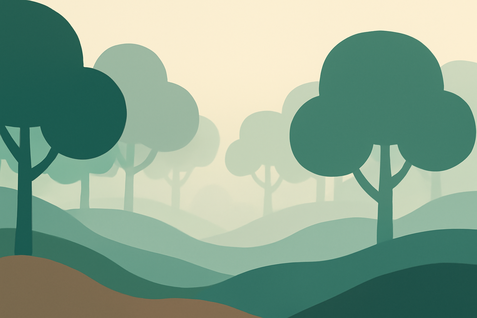 Calm misty forest illustration for meditation article