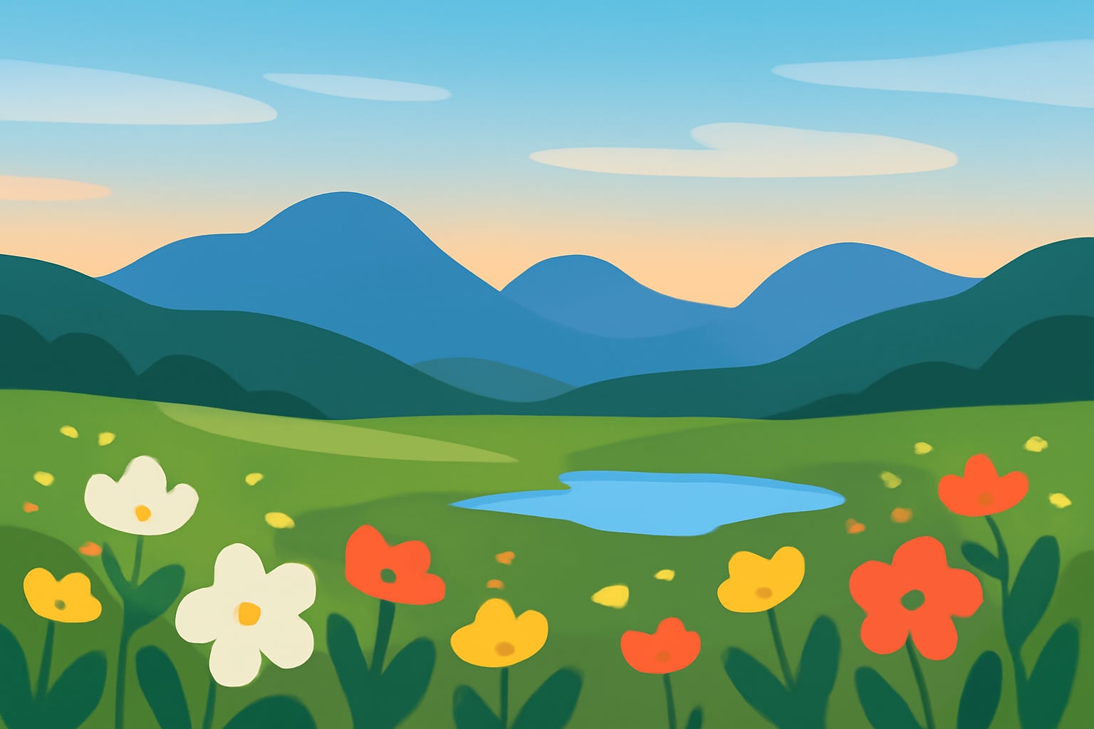 Person sitting in a mountain meadow practicing calm breathing at sunrise