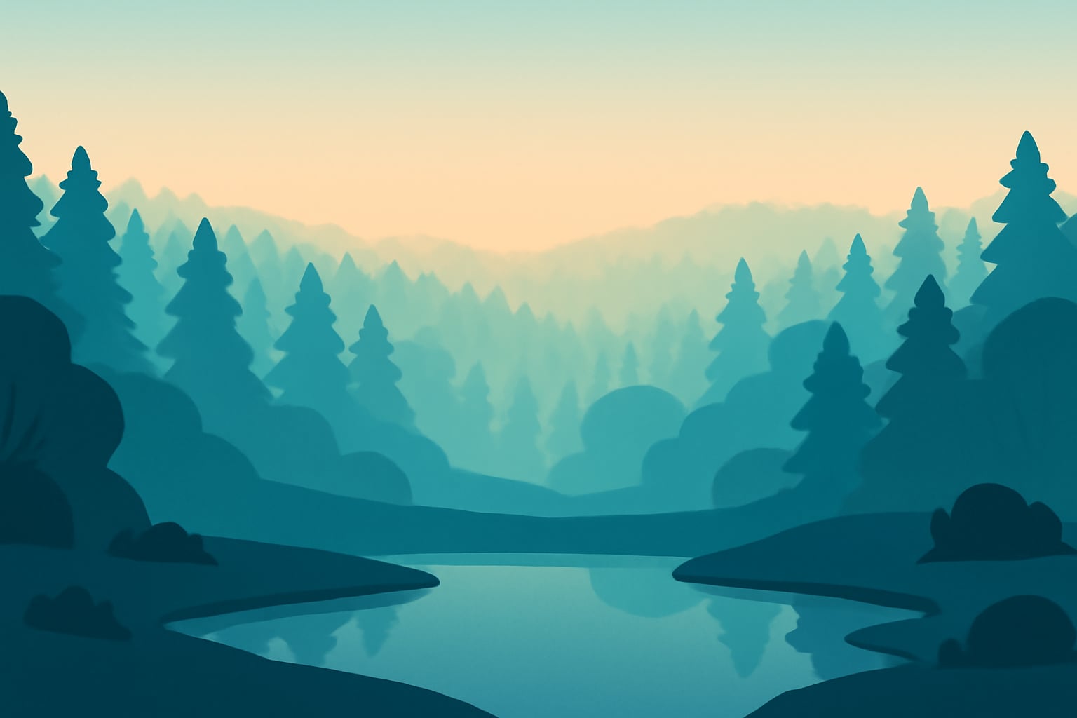 Misty forest morning scene evoking calm and mental clarity