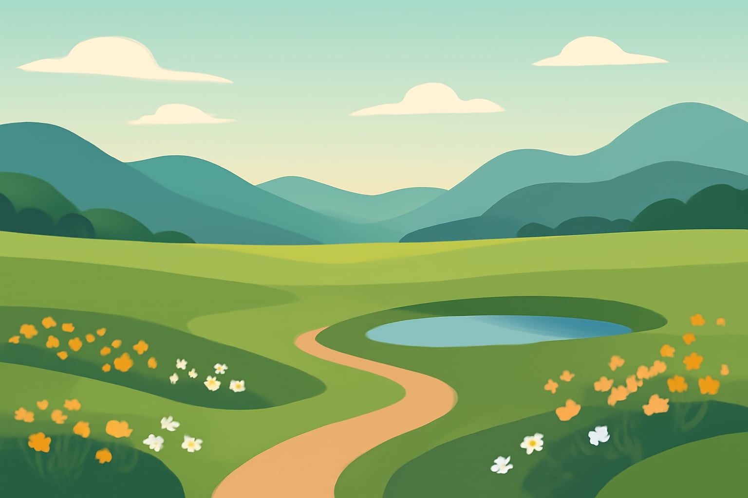 Person sitting in a mountain meadow taking a calm breath while looking at distant peaks